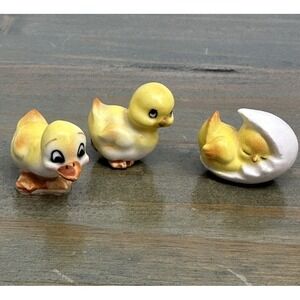 Vintage Josef Originals Baby Chicks Duck Yellow Miniature Figurines Japan 1960s